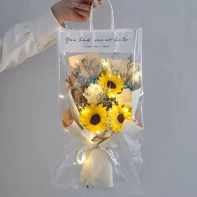 教师节透明花袋网红透明手提袋ins风单支花束礼品袋