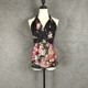 Clear -warehouse hanging neck strap Thai printed top Nepal cotton pine tight black off -the -shoulder short national style female flower

