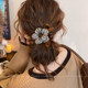 Wool flower bow hair tie for women, high-end, lazy, wind-tied ball hair rope, retro headband, autumn and winter hair accessories