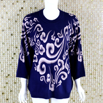 Mid -sleeved T -shirt large size thin sweater grandma clothing
