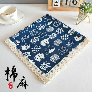 ins tablecloth fabric cotton linen plaid cartoon desk mat household dust cover towel rectangular coffee table dining table cloth