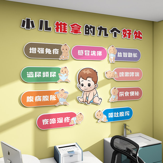 
Pediatric massage promotional posters wall stickers hanging paintings mother and baby room children's traditional Chinese medicine hospital health center cultural background wall decoration