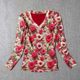 Fashionable V-neck new Chinese mesh T-shirt for women long-sleeved early spring year of zodiac new red base shirt silk top
