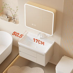 All-Aluminum Bathroom Cabinet with Integrated Ceramic Basin, Washbasin Cabinet Combination, Double Drawer Aluminum Alloy Bathroom Cabinet, Chaozhou Bathroom Cabinet