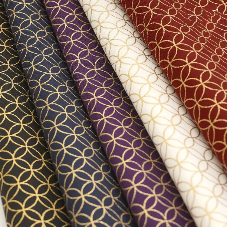 半米日本棉布烫金七宝柄服装桌布娃衣口金手工diy面料