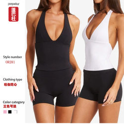 New Cross-Border Amazon Yoga Tank Top for Women with Chest Pads, V-Neck Halter, Naked-Feel, Quick-Drying Sports Fitness Top