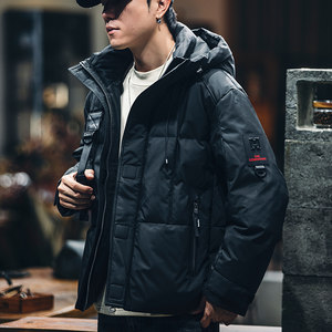 
Winter duck down hooded down jacket for men 2025 new loose trendy brand men's thickened warm and cold-resistant jacket trend
