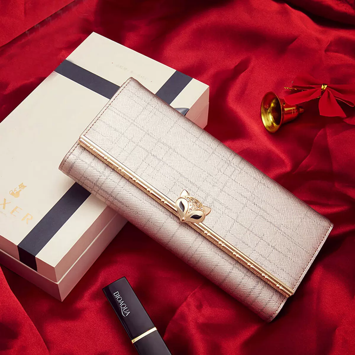 金狐狸錢包女長版2025新款時尚真皮錢夾輕奢手機包