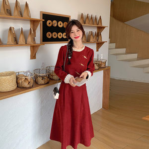 
Women's clothing/lasers' fine dress 2024 18-39 years old solid color elegant temperament natural waist long sleeves