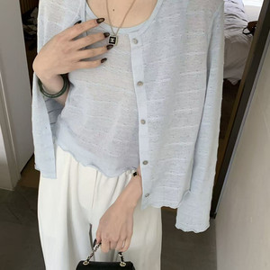 
Jiuhe 9roove 2026 Spring Korean Fresh Cardigan Two-piece Wool Sweater Women's Long Sleeve 28237