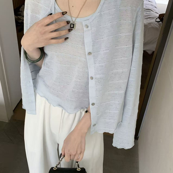 
Jiuhe 9roove 2026 Spring Korean Fresh Cardigan Two-piece Wool Sweater Women's Long Sleeve 28237