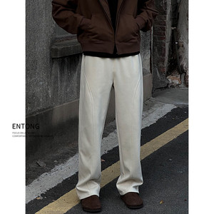 
Entong diagonal cut all-match apricot sweatpants boys' pants autumn American deconstructed sports pants loose casual pants