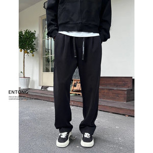 
Entong American high street trendy brand casual sweatpants spring and autumn men's pants loose, trendy and versatile black knitted pants
