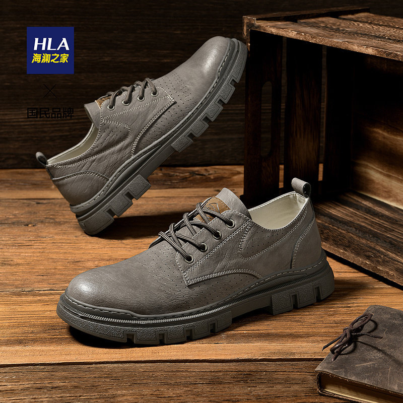 Hla Men's Casual Shoes Summer 2023 Breathable Low Top Work Shoes