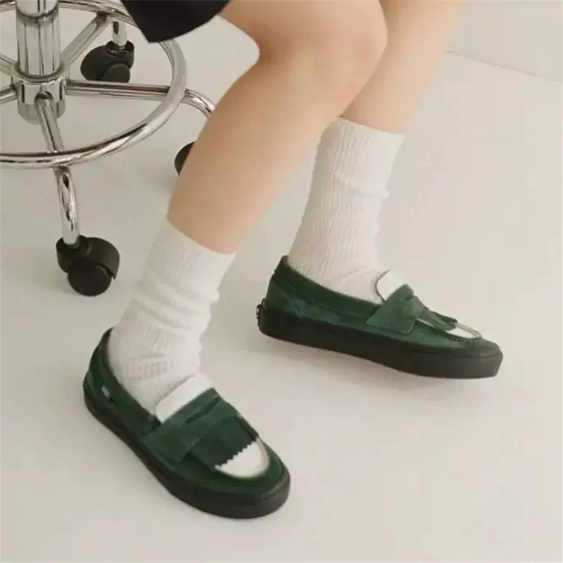 Miyuki Arihara x Vans Loafer春夏2024年新款绿色麂皮运动休闲鞋 