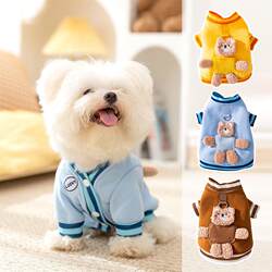 Japanese Imported Pet Clothes for Autumn and Winter, Warm Dog Clothes, Cute Bear Hoodie, Fleece Jacket, Puppy and Cat Clothing