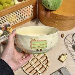 Cute and Aesthetically Pleasing Ceramic Noodle Bowl for Home Use, Large Size for Student Dormitories, 6inch Large-Sized Rice Bowls for the Cafeteria