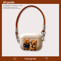 Brown Bear~funny Cartoon Suitable For Airpodspro Apple Wireless Bluetooth Headset Protective Cover 2/3 Generation Three-dimensional Pro2 Generation Short Lanyard Airpods New Third Generation Men's And Women's Soft Shell Trend