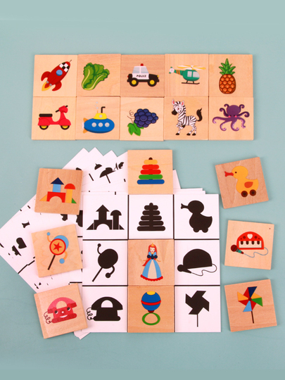 Juego De Correspondencias Y Sombras Para Niños Pequeños – Clasificador De Formas De Madera Con 6 Tarjetas Y 36 Bloques, Ideal Para Motricidad Fina Y Memoria, A Partir De 3 Años