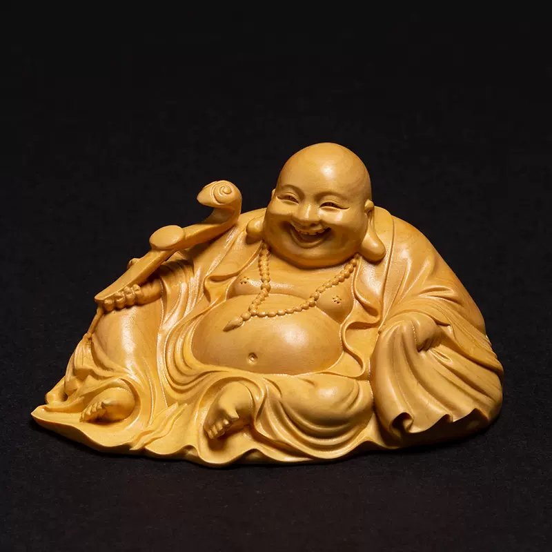 黄杨木精品手把件佛像供奉家用笑佛手工艺品如意弥勒菩萨木雕摆件-Taobao