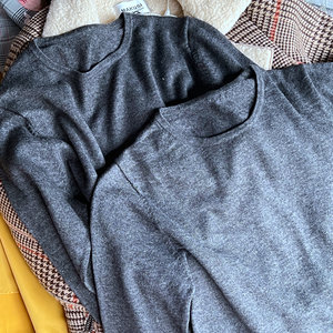 
Deer King Y Gray 90 Wool Sweater Round Neck Pullover Long Sleeve Spring Autumn and Winter Bottoming Top Loose Color