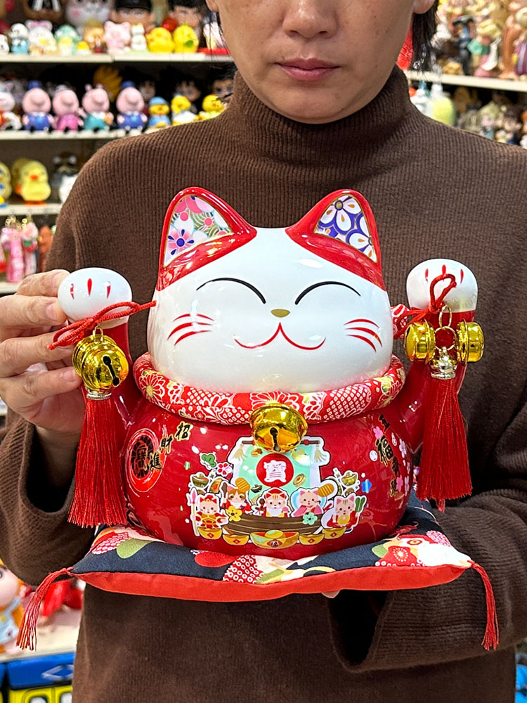 Shengxuan 招き猫オーナメント - 中国風セラミック貯金箱