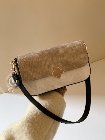 Chio'2nd Lychee Pattern Color-Blocking Small Square Bag