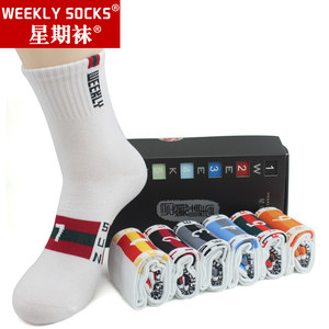 Weekly socks Women's letter socks four seasons medium-thick digital cotton socks soft and comfortable sports fitness socks casual