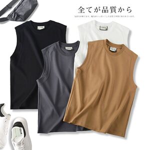 Fresh body feel heavy 300g combed cotton sleeveless sports fitness T-shirt men's American loose casual round neck vest
