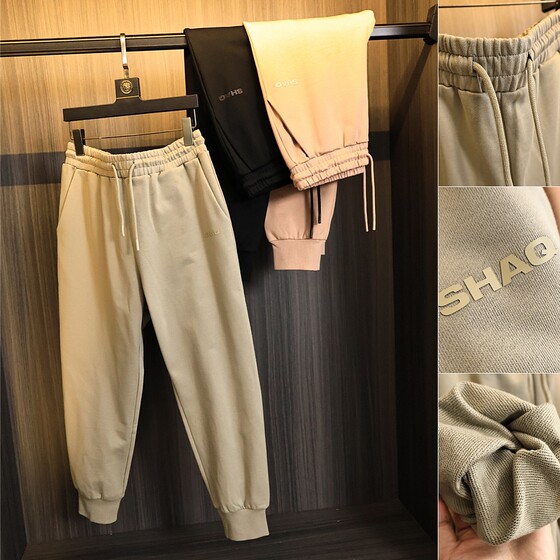 
American retro style! Knitted terry! Autumn men's sports versatile ties loose and tight waist casual pants