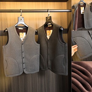 Not bloated! Keep heat for a long time and keep warm! Men's solid color inner sleeveless vest for autumn and winter
