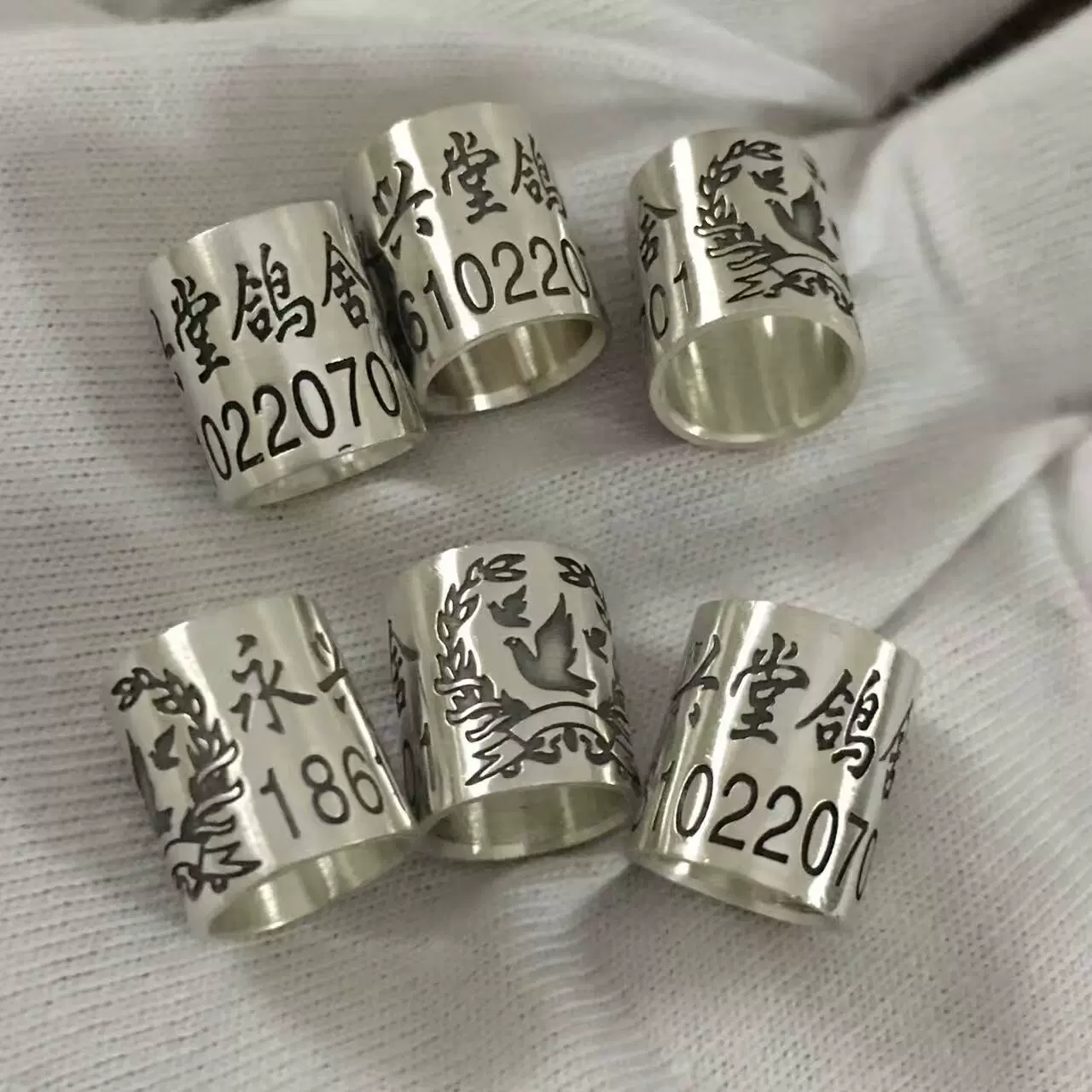定做鸽子925银环 信鸽足环高档纯银信鸽脚环 定做鸽子脚环