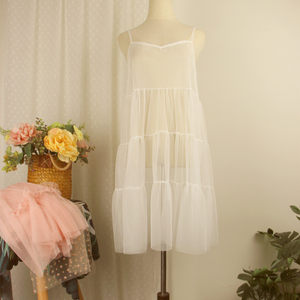 Mesh dress with super fairy matching top, simple high waisted and slimming effect, paired with a single layer ruffled edge short fairy cover skirt