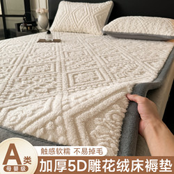 Winter Thickened Carved Velvet Milk Velvet Bed Protector Mattress Topper Soft Mattress Dormitory Single and Double Coral Flannel Season