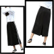 Spring and summer cotton mid-length skirt black high waist versatile skirt women's two-way bar rear slit loose casual sports skirt
