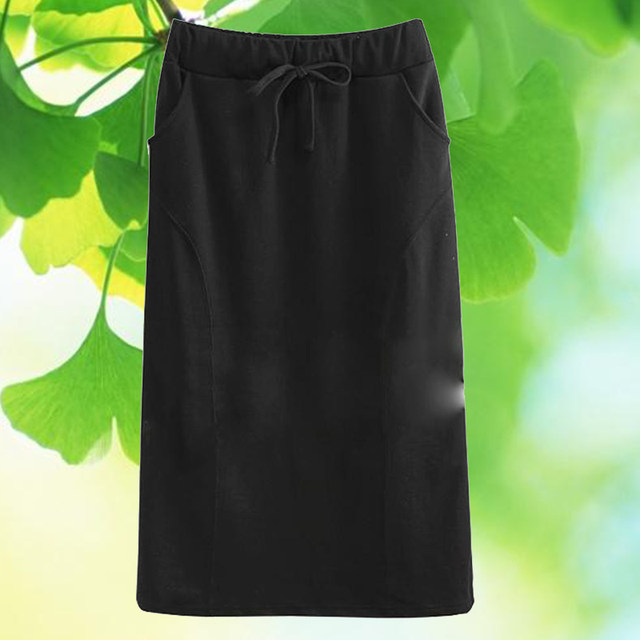 New autumn spring and autumn sports and casual skirt with back slit medium-length straight hip-pack drawstring pocket skirt
