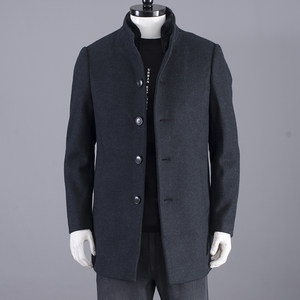 First tier brand withdrawal of men's casual real fur collar coat, middle-aged and elderly woolen trench coat, thick autumn and winter medium length coat