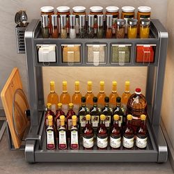 Youqin Kitchen Spice Rack, Multifunctional Countertop Knife Holder, Salt and Spice Jar Storage Rack