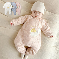 Autumn and Winter Baby Romper Infant Belly-Protecting Cotton Clothing Newborn Warm Postpartum Clothing Baby Padded Thickened Jumpsuit