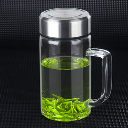 Chenzhou Single-Layer Thickened Glass Cup with Handle, Large Capacity Tea Cup for Men, High Temperature Resistant, Heat-Resistant Office Water Cup