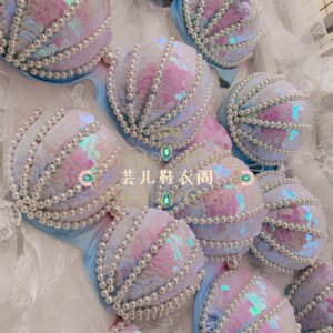 
Yuner Mermaid Sequins Bikini Swimsuit Freediving Show Aquarium Electronic Music Festival Bra Bar Cos