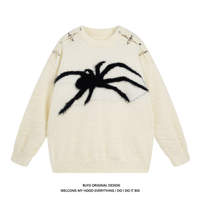 Billions of Boys BUFU national fashion brand American high street spider sweater for men and women in autumn and winter niche design tops for couples