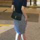 
Black and white plaid skirt for women in spring and summer new pear-shaped body fashionable versatile short skirt to make them look slim and hip A-line midskirt