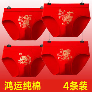 Men's underwear briefs for the year of the horse, big red for men, 12-year-old boys, medium and large children's underpants
