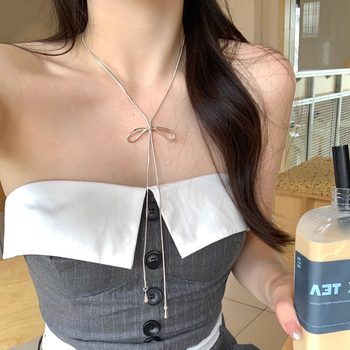 
Random vibe bow pendant long pull necklace