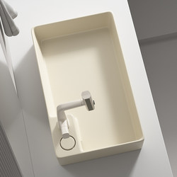 Cream-Colored Countertop Basin with Hidden Side Drain, Rear Drain, Balcony Washbasin, Laundry Basin, Face Wash Basin, Ceramic Household Use