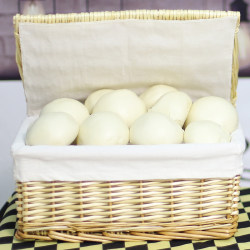 Ailiu Garden Rectangular Tabletop Bun Basket with Lid, Kitchen Wicker Basket with Flip Cover, Extra Large Bun Storage Basket