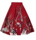 New Chinese style retro print mid-length pleated skirt with A-line puffy over knee high waist umbrella skirt for all seasons