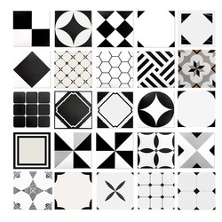 Scandinavian Retro Tiles 300*300 Black and White Small Tiles Bathroom Kitchen Balcony Floor Tiles Geometric Flower Wall Tiles