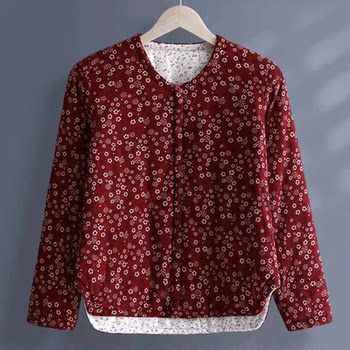 
Women's mother's clothing floral quilted lining warm cotton clothing thin cotton tops women's tops autumn and winter short coat fashion sense